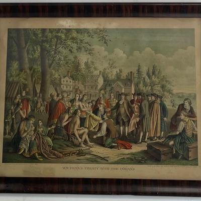 W. M. Penns "Treaty with the Indians" Lithograph (1800s)