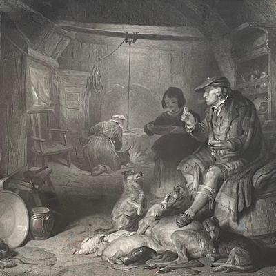 E. Landseer, R.A. "Interior of a Highlanders Cottage" 1844 w/ COA