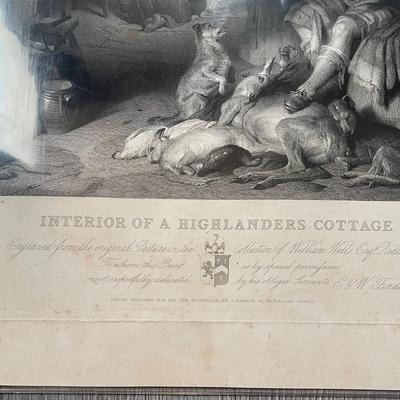 E. Landseer, R.A. "Interior of a Highlanders Cottage" 1844 w/ COA