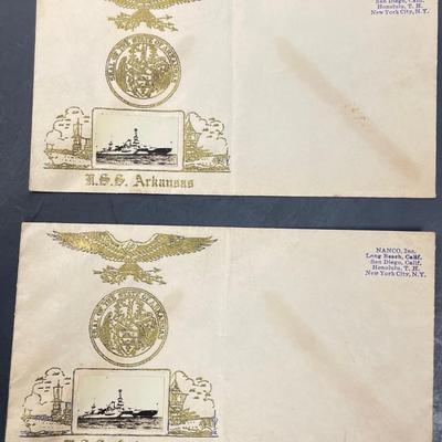 WWII USS Arkansas Navy Post Marked w/ Seal of the State of Arkansas