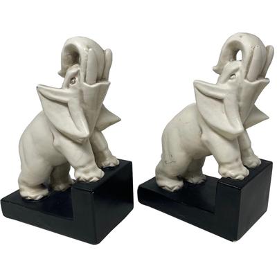 Twin Elephant Ceramic Book Ends