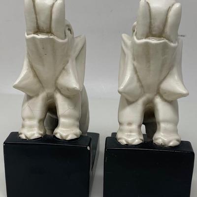 Twin Elephant Ceramic Book Ends
