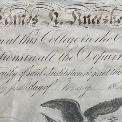 CIVIL WAR 1864 Eastman National Business College Diploma