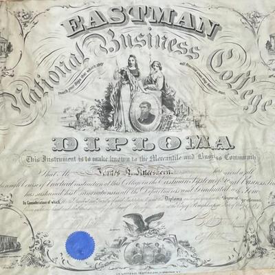 CIVIL WAR 1864 Eastman National Business College Diploma