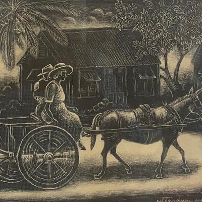 SIGNED in pencil Karl Broodhagen (1909 – 2002) lithograph sketch/ 1971