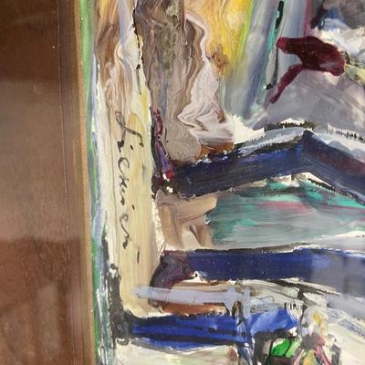 SIGNED JAZZ SCENE OIL PAINTING ON BOARD/ ACRYLIC