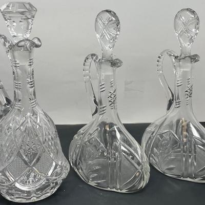 Three Glegant Bohemia Crystal Decanter