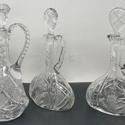 Three Glegant Bohemia Crystal Decanter