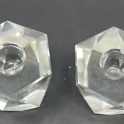 Twin Crystal Glass Candle Holder