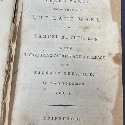 "Hudibras, in Three Parts, Written in the Time of the Late Wars" Vol. I by Samuel Butler, Esq. 1779