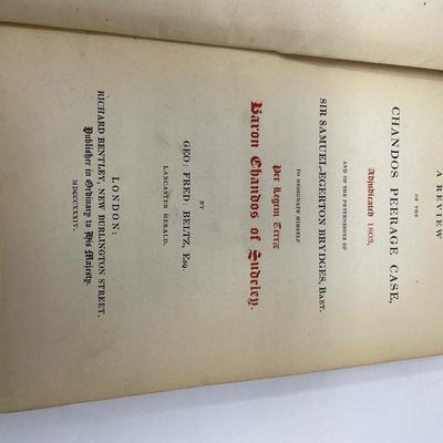 Samuel Egerton Brydges: A Review of the Chandos Peerage Case.               1834 Edition.