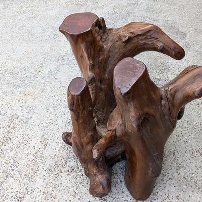 Cypress wood tree coffee table base only ; no glass; needs glass top 1536880