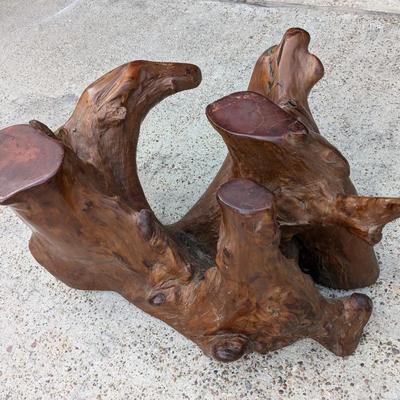 Cypress wood tree coffee table base only ; no glass; needs glass top 1536880