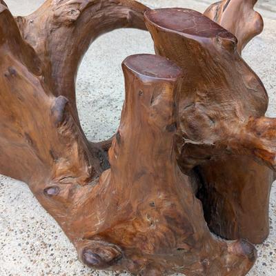 Cypress wood tree coffee table base only ; no glass; needs glass top 1536880