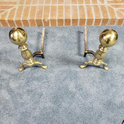Brass and Cast Iron Fireplace Set (1BO-KD)