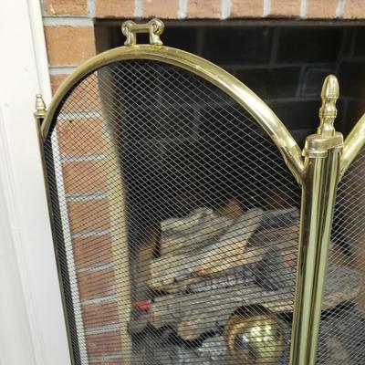 Brass and Cast Iron Fireplace Set (1BO-KD)