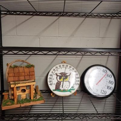 Outdoor Thermometers and Enchanting Wooden/Moss Birdhouse (G-KD)