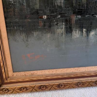 Original art gray framed cityscape signed VALUE: $800 1840643