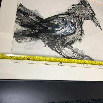 Original Kenneth Callahan (American, 1905 - 1986) Tempera on Paper Painting of Bird