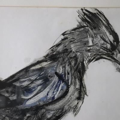 Original Kenneth Callahan (American, 1905 - 1986) Tempera on Paper Painting of Bird