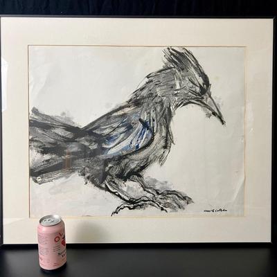 Original Kenneth Callahan (American, 1905 - 1986) Tempera on Paper Painting of Bird