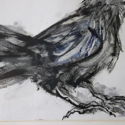Original Kenneth Callahan (American, 1905 - 1986) Tempera on Paper Painting of Bird