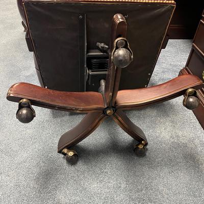 Faux Leather Tufted Office Chair With Brass Accents (1BO-MG)