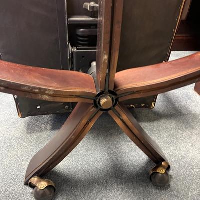 Faux Leather Tufted Office Chair With Brass Accents (1BO-MG)