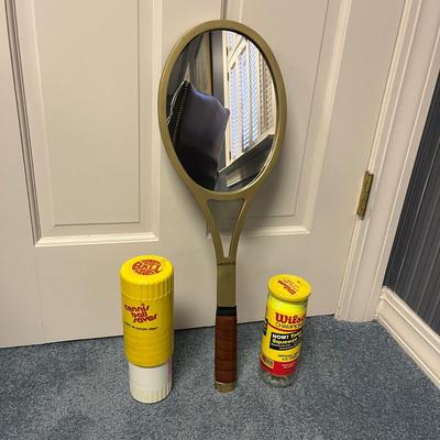 Brass Tennis Racket Mirror & Tennis Ball Saver (1BO-MG)