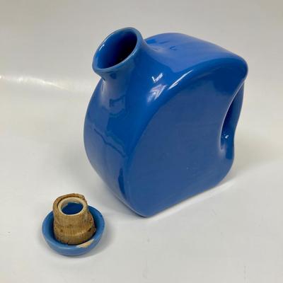 Oxford Ware Blue Pottery Decanter Pitcher with stopper cap Refrigerator Water Jug