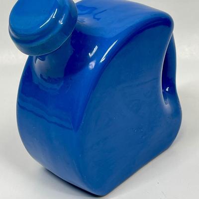 Oxford Ware Blue Pottery Decanter Pitcher with stopper cap Refrigerator Water Jug