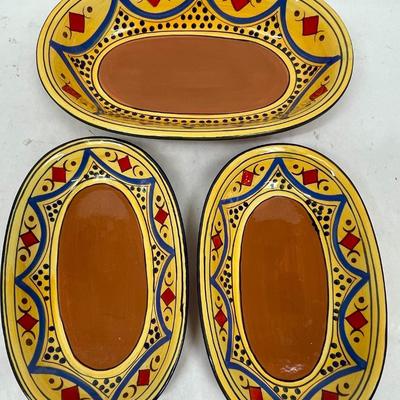 3 pc set of Sedona handcrafted by Oven and Back Pottery yellow red blue