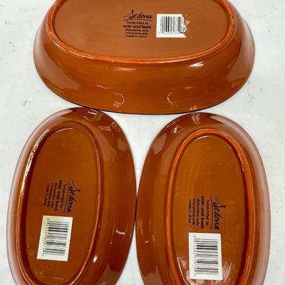 3 pc set of Sedona handcrafted by Oven and Back Pottery yellow red blue