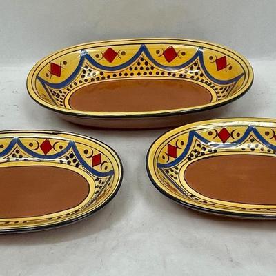3 pc set of Sedona handcrafted by Oven and Back Pottery yellow red blue