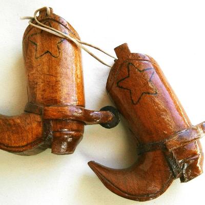 Pair of Miniature Hand Carved Cowboy Boots