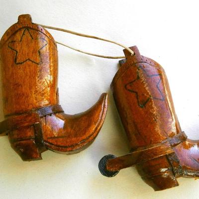 Pair of Miniature Hand Carved Cowboy Boots