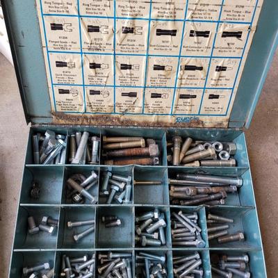 Lot of hand tools/bolts electrical and mystery item