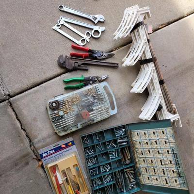 Lot of hand tools/bolts electrical and mystery item