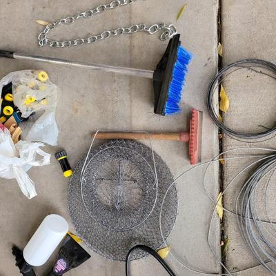 Lot of smalls, jumper cables, bungee cords , extensions cords