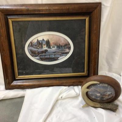 Terry Redlin Winter Season Picture and Horn Clock