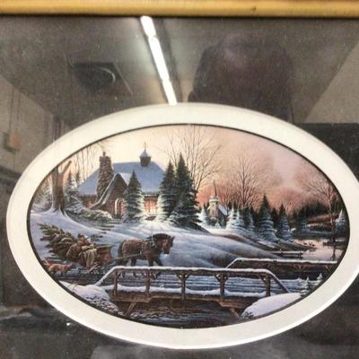 Terry Redlin Winter Season Picture and Horn Clock
