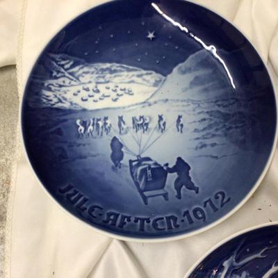 Denmark Copenhagen Flow Blue Collectible Christmas Plates 68, 70, and 72