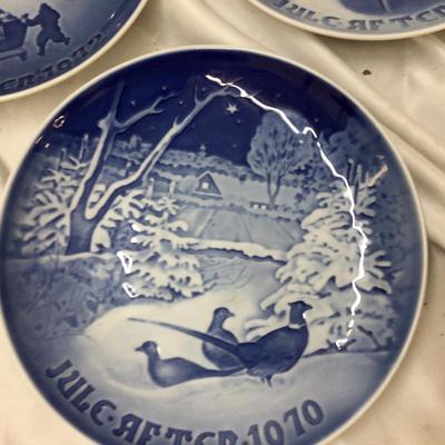 Denmark Copenhagen Flow Blue Collectible Christmas Plates 68, 70, and 72