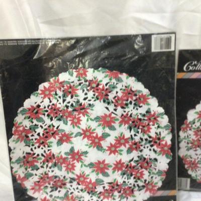Paper Poinsettia Doilies, Bow Pins Mel Clips Coasters Lot