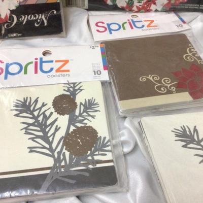 Paper Poinsettia Doilies, Bow Pins Mel Clips Coasters Lot