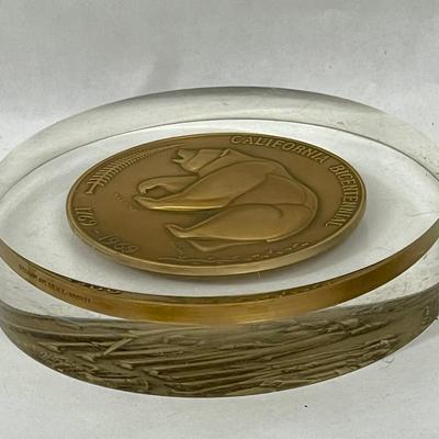 California Bicentennial Coin Medallion Mounted in Lucite