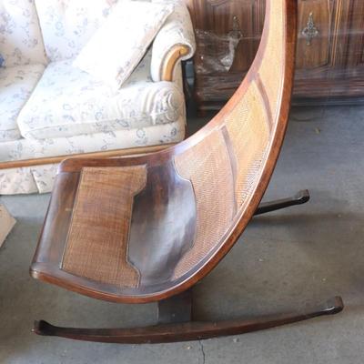Cane and Exotic Wood Brazilian Rocking Chair