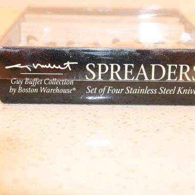 Guy Buffet Waiter Cheese & Butter Spreaders  Set of 4 Boston Warehouse 1996
