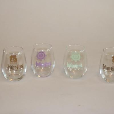 4 wine glasses labeled as "Indidian creek"