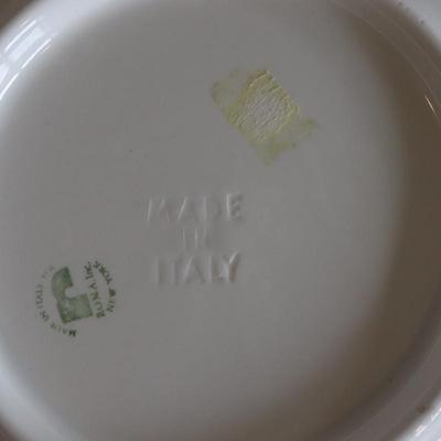 Roma Inc Large Serving Bowl Hand Painted Blue Green Pink Flowers, Italy, 12